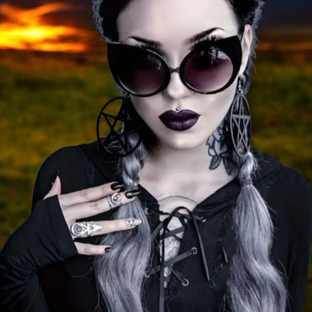 VON D Y2K CAT EYE BLACK DARK GOTH SUNGLASSES NWOT